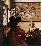 VERMEER VAN DELFT, Jan Officer with a Laughing Girl ar China oil painting reproduction